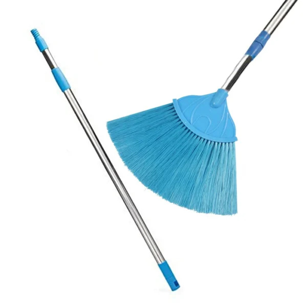 Multipurpose Broom with Long Stainless Steel Rod and Extendable Cobweb Cleaner Stick