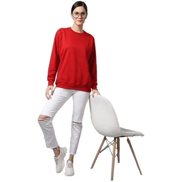 Premium Red Cotton Fleece Sweatshirt - 300 GSM - Image 5