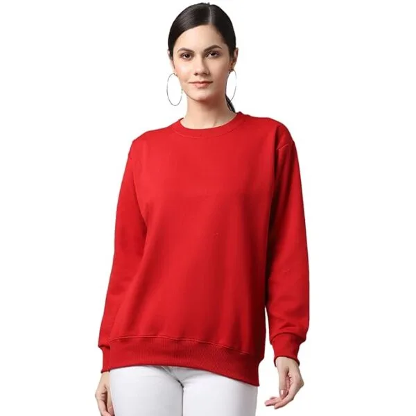 Premium Red Cotton Fleece Sweatshirt - 300 GSM