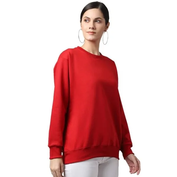 Premium Red Cotton Fleece Sweatshirt - 300 GSM - Image 3