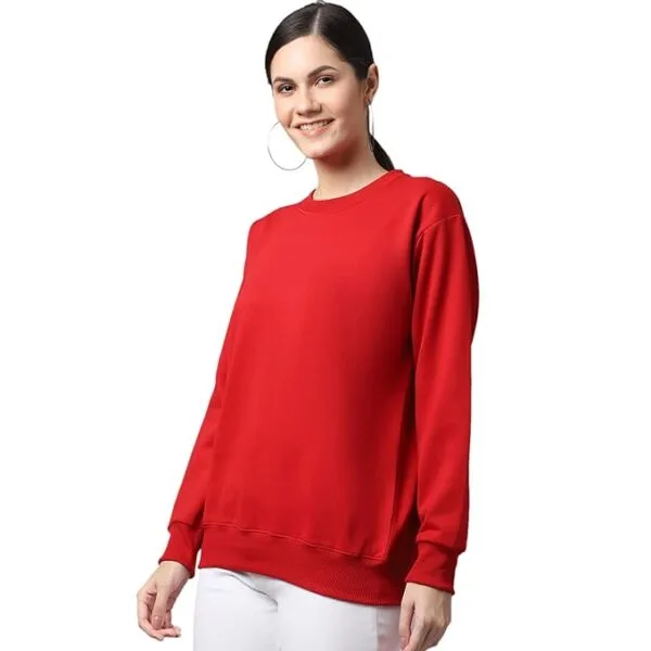 Premium Red Cotton Fleece Sweatshirt - 300 GSM - Image 2