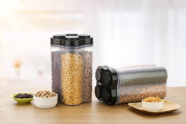 Plastic Lock Food Storage 4 Section Container Jar for Grocery, Fridge Container - Image 3