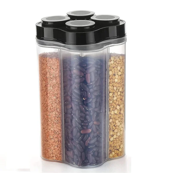 Plastic Lock Food Storage 4 Section Container Jar for Grocery, Fridge Container - Image 6